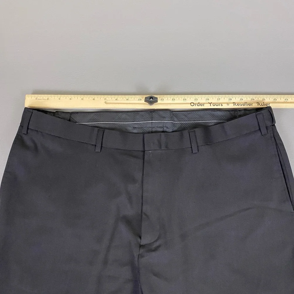Botany 500 Dress Pants Men's Size 44x26 Black Flat Front Straight Leg Trousers *